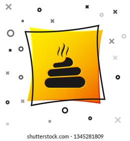 Black Shit icon isolated on white background. Yellow square button. Vector Illustration