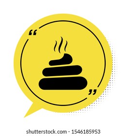 Black Shit icon isolated on white background. Yellow speech bubble symbol. Vector Illustration