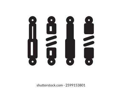 Black shock absorber icon set isolated Vector
