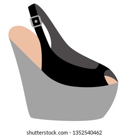 Black shoe flat illustration on white