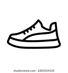 Black shoe icon on white background. Vector illustration of shoes or footwear.