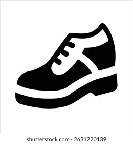 Black shoe object icon modern art design black and white with bold outline 
