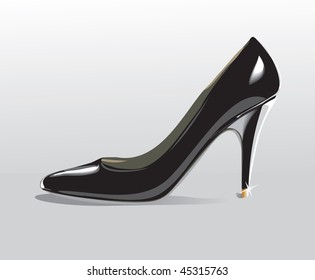 Black shoe on a grey background