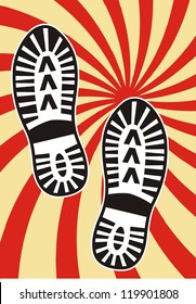 Black shoe print on  background