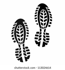 Black shoe print on white background
