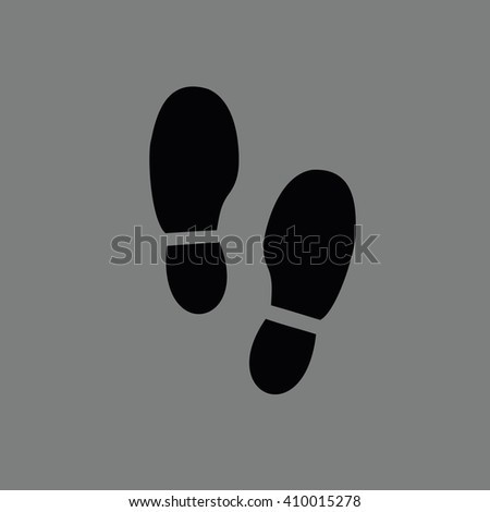 Black shoe print vector illustration. Gray background