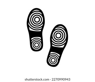 Black shoe prints on a white background