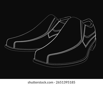 Black shoes with a classic rounded toe and low heel stand on a dark background. The glossy upper contrasts with the light grey sole and dark grey laces.