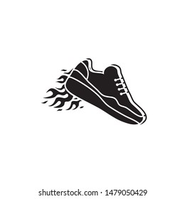 black shoes with fire logo design in isolated white background