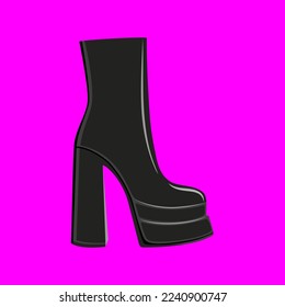 Black shoes. High heel. Vector graphics.