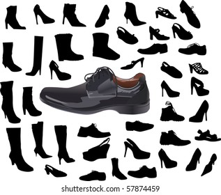 black shoes isolated on white background