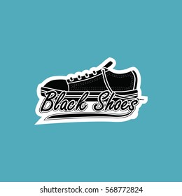 Black Shoes Logo and Sport Fashion Trend Vector
