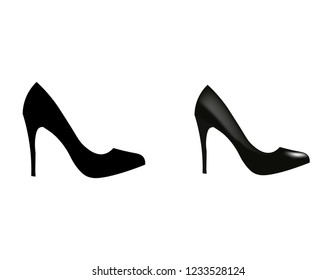 Black shoes vector. Clothes vector design. An item and it's silhouette