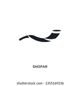 black shofar isolated vector icon. simple element illustration from religion concept vector icons. shofar editable logo symbol design on white background. can be use for web and mobile