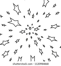 Black Shooting Star with Elegant Star Trail on White Background