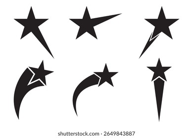 Black Shooting Star Icon Bundle. Shooting Star Icon