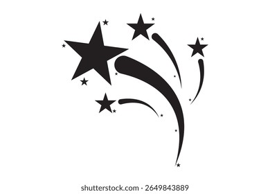 Black Shooting Star Icon Bundle. Shooting Star Icon