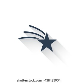Black Shooting Star icon with long shadow