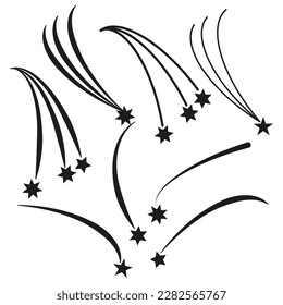 black shooting stars icon. Shooting set icon. Space icon set. Star icon. Vector illustration.