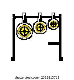 black shooting target game pixel art retro vector. bit silhouette aim, range gun black shooting target. old vintage illustration