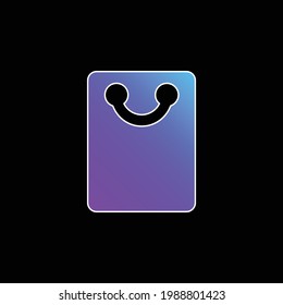 Icono del vector de gradiente azul de la bolsa de compras negra