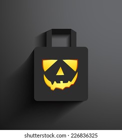 Black shopping bag, Halloween sale shopping bag concept.