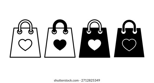 Pacote de ícone de saco de compras preto adequado para lojas de varejo, lojas de moda, compras de produtos e projetos temáticos de compras.