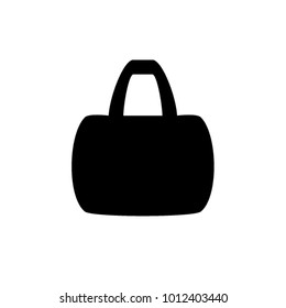 Black shopping bag icon in flat design. Briefcase, isolated on light background. Vector illustration.