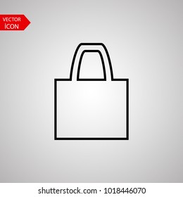 Black shopping bag icon in flat design. Briefcase, isolated on light background. Vector illustration.