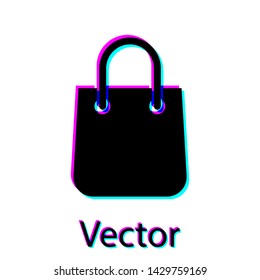 Black Shopping bag icon isolated on white background. Package sign. Vector Illustration