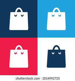 Black Shopping Bag Tool blue and red four color minimal icon set