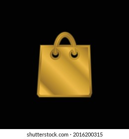 Black Shopping Bag Tool oro chapado en icono metálico o logotipo vector