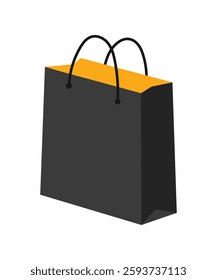  Black Shopping Bag with Yellow Interior Illustration.