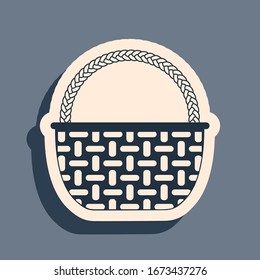 Black Shopping basket icon isolated on grey background. Online buying concept. Delivery service sign. Shopping cart symbol. Long shadow style. Vector Illustration