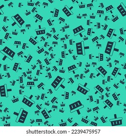 Black Shopping basket icon isolated seamless pattern on green background. Online buying concept. Delivery service sign. Shopping cart symbol.  Vector