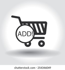 Black shopping cart with button "Add"