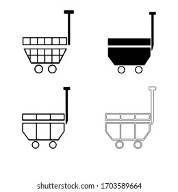 Black shopping cart e-commerce icons isolated on white background. Vector set.
