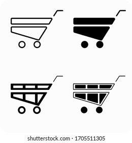 Black shopping cart e-commerce icons set isolated  on white background. Vector illustration.