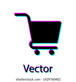 Black Shopping cart icon isolated on white background. Online buying concept. Delivery service sign. Supermarket basket symbol. Vector Illustration