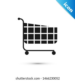 Black Shopping cart icon isolated on white background. Online buying concept. Delivery service sign. Supermarket basket symbol.  Vector Illustration