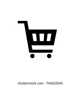 Black shopping cart icon, modern flat design interface elements for app ui ux, eps 10 vector isolated on white background