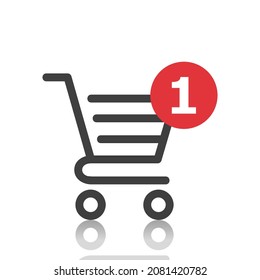 Black shopping cart  icon,  Trolley, basket business concept. Shopping cart with number of purchases. suitable used for online shop, buy, sale, business, and etc