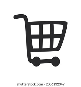 black shopping cart on white background