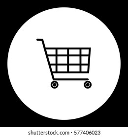 black shopping cart simple isolated icon eps10