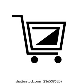Black shopping cart trolley supermarket icon flat vector design