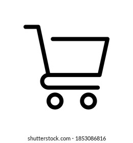 Icono vector del carro de la compra negro, diseño plano. Carro de la compra del vector negro aislado en el fondo blanco.