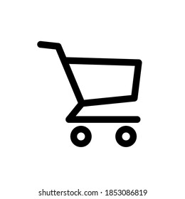 Icono vector del carro de la compra negro, diseño plano. Carro de la compra del vector negro aislado en el fondo blanco.