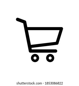 Black shopping cart vector icon, flat design. Black vector shopping cart isolated on white background.