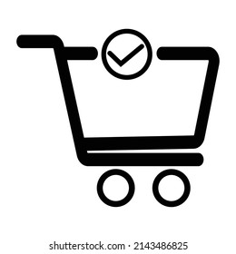 Black shopping cart vector icon, flat design. Black vector shopping cart isolated on white background.