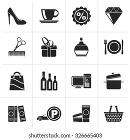 Black Shopping and mall icons - vector icon set